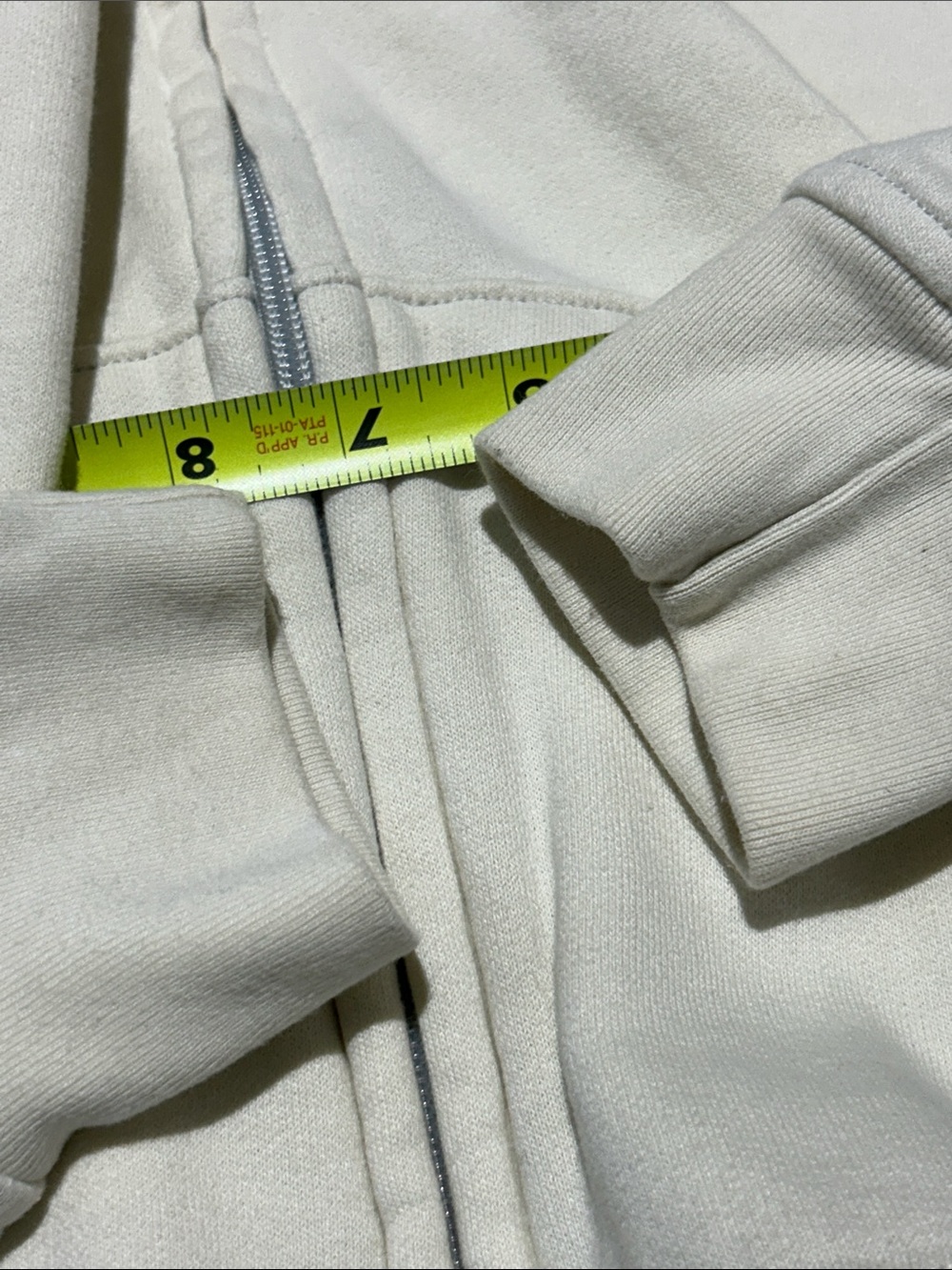 abercrombie kids Cream Zip Hoodie with Navy Moose Logo - Picture 6 of 8